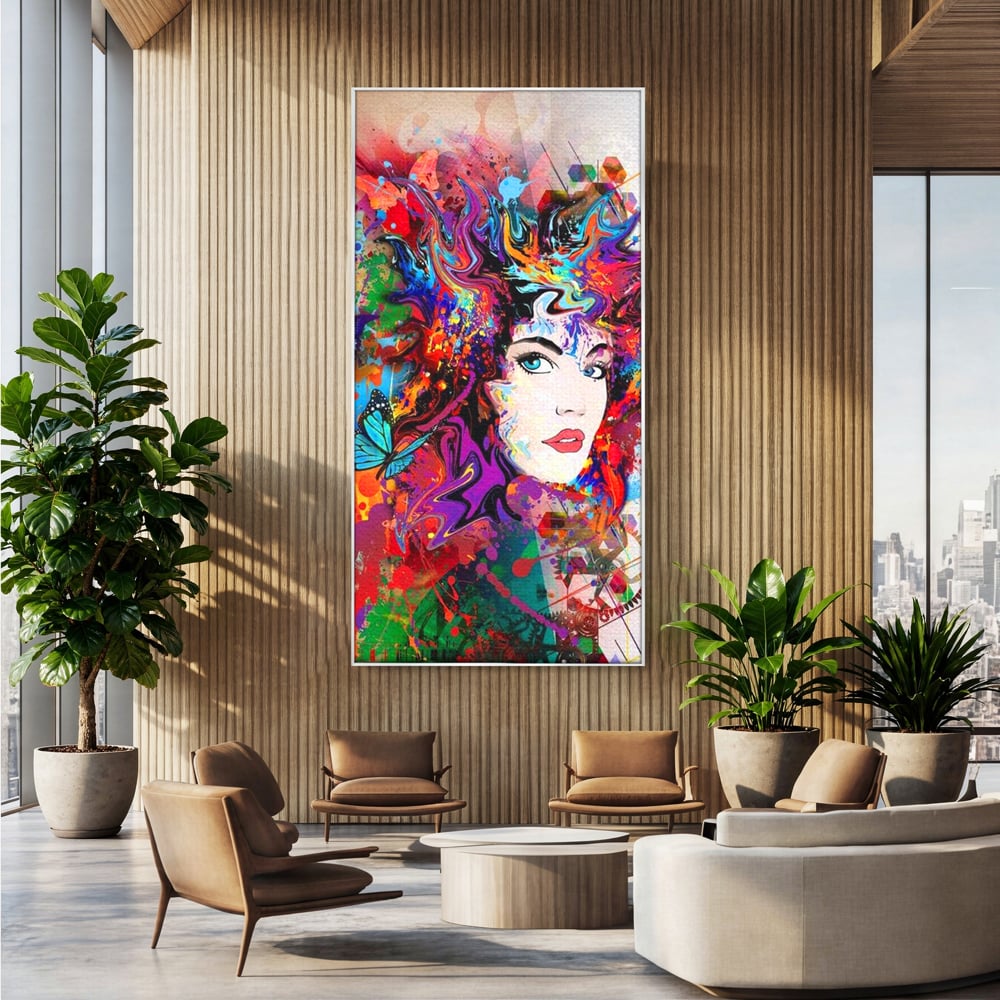 Tablou Canvas Premium, LuxCanva® G1081, Energia Creativitatii, Explozie, Culoare, Haos, Femeie, Privire, Artistic, Expozitie, Living, Dormitor