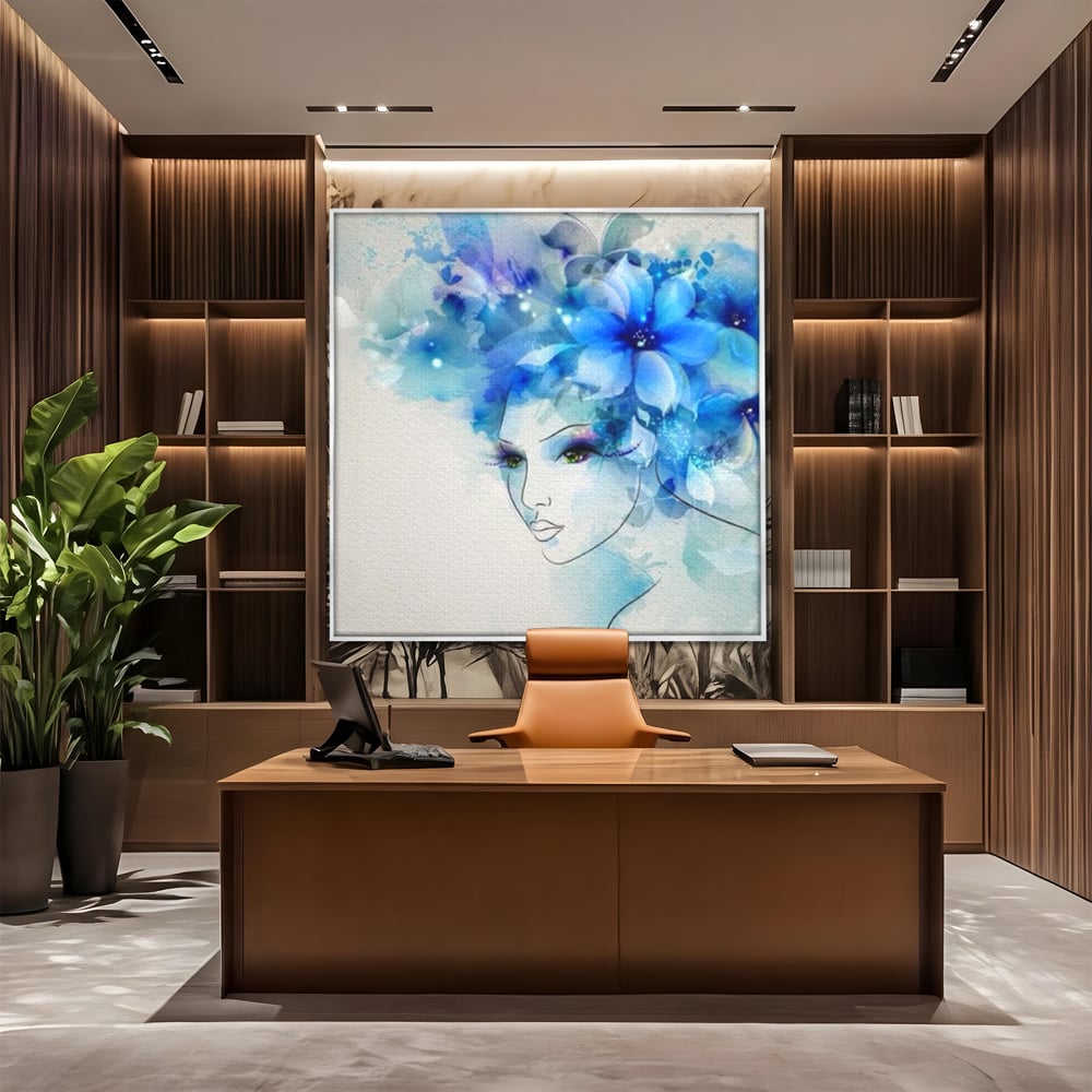 Tablou Canvas Premium, LuxCanva® G1082, Vis Albastru, Flori, Portret, Gratie, Nuanta, Rafinata, Delicatete, Podium, Fotomodel, Living, Dormitor