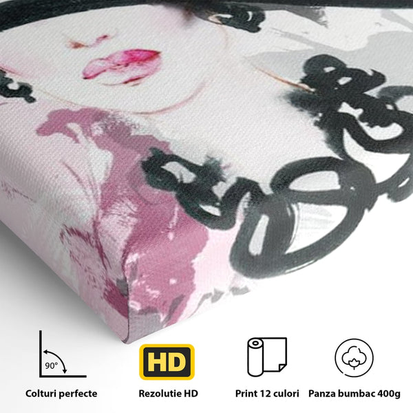 Tablou Canvas Premium, LuxCanva® G1083, Chic si Elegant, Palarie, Accesoriu, Colier, Roz, Sofisticata, Stil, Fashion, Lady, Bijuterie, Living, Dormitor