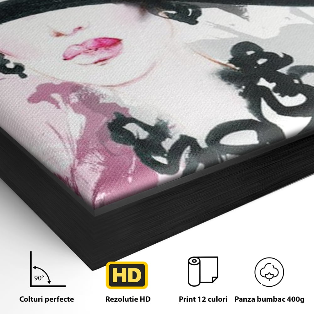 Tablou Canvas Premium, LuxCanva® G1083, Chic si Elegant, Palarie, Accesoriu, Colier, Roz, Sofisticata, Stil, Fashion, Lady, Bijuterie, Living, Dormitor