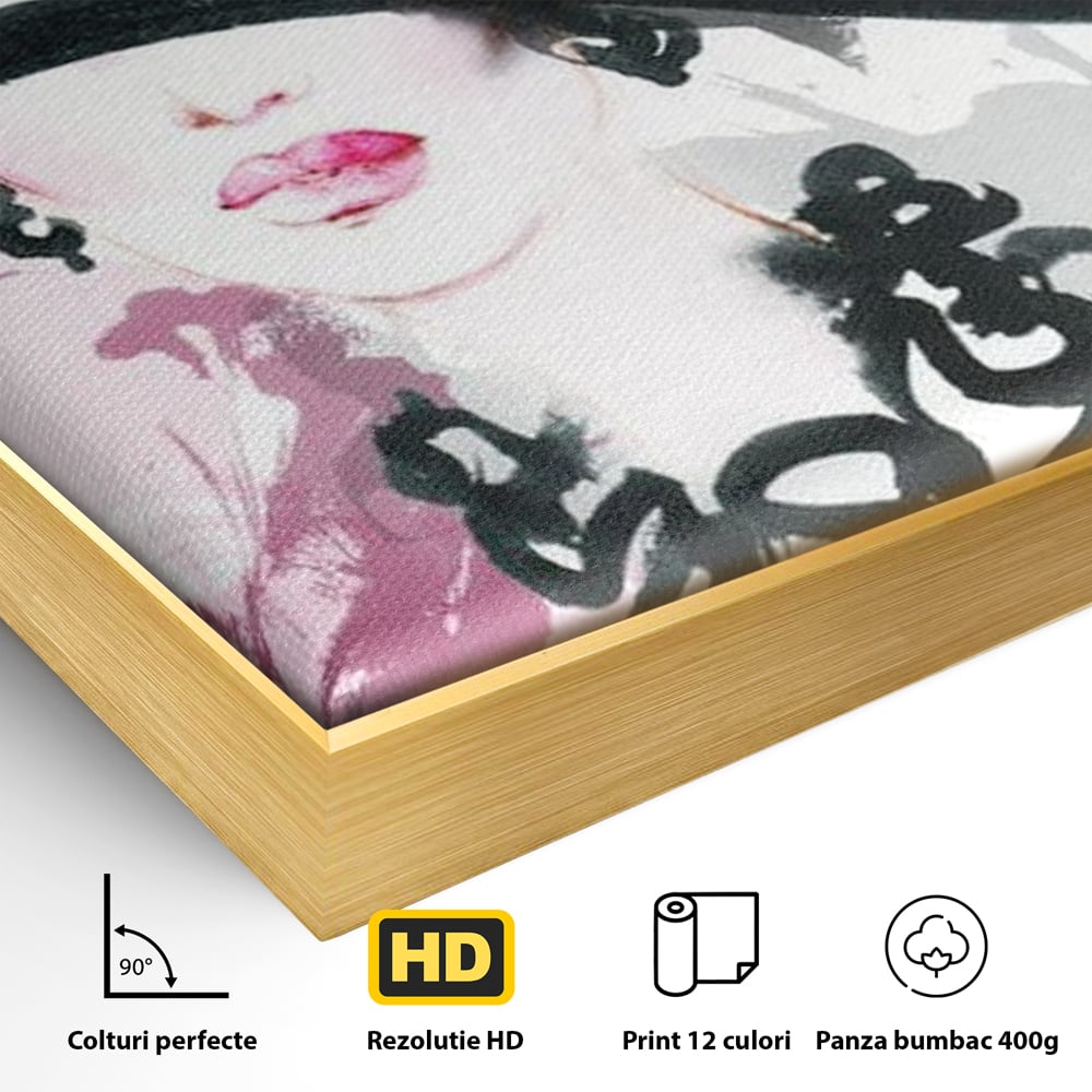 Tablou Canvas Premium, LuxCanva® G1083, Chic si Elegant, Palarie, Accesoriu, Colier, Roz, Sofisticata, Stil, Fashion, Lady, Bijuterie, Living, Dormitor