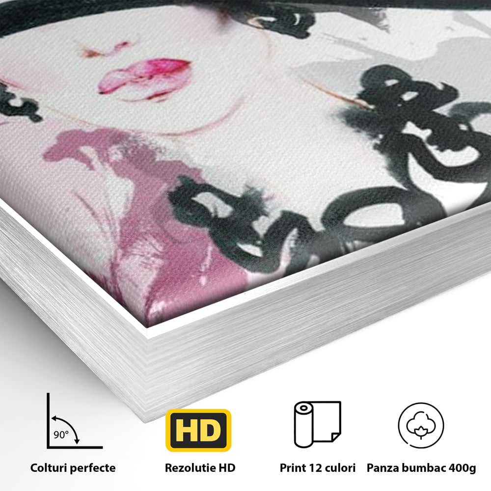 Tablou Canvas Premium, LuxCanva® G1083, Chic si Elegant, Palarie, Accesoriu, Colier, Roz, Sofisticata, Stil, Fashion, Lady, Bijuterie, Living, Dormitor