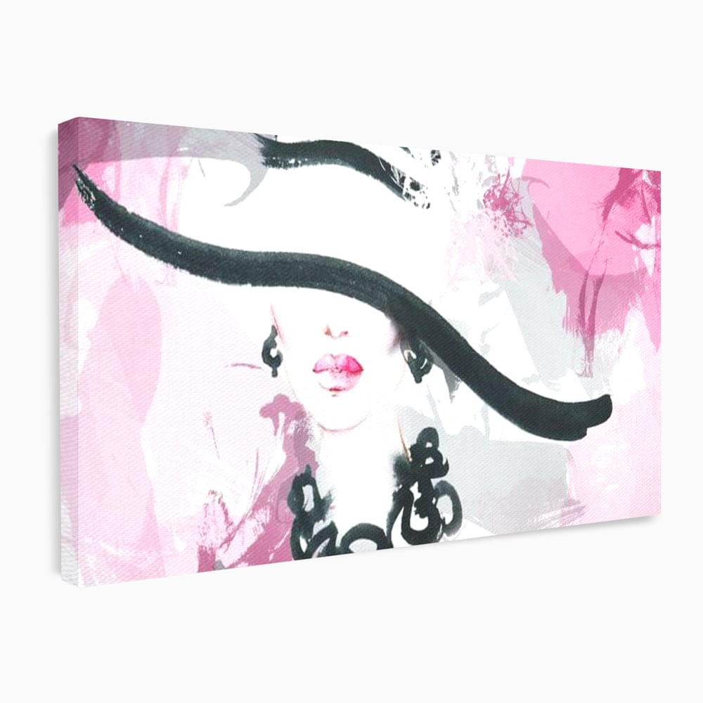 Tablou Canvas Premium, LuxCanva® G1083, Chic si Elegant, Palarie, Accesoriu, Colier, Roz, Sofisticata, Stil, Fashion, Lady, Bijuterie, Living, Dormitor