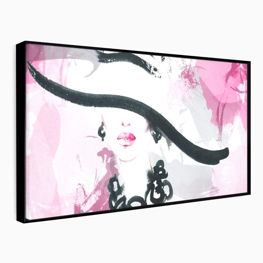 Tablou Canvas Premium, LuxCanva® G1083, Chic si Elegant, Palarie, Accesoriu, Colier, Roz, Sofisticata, Stil, Fashion, Lady, Bijuterie, Living, Dormitor