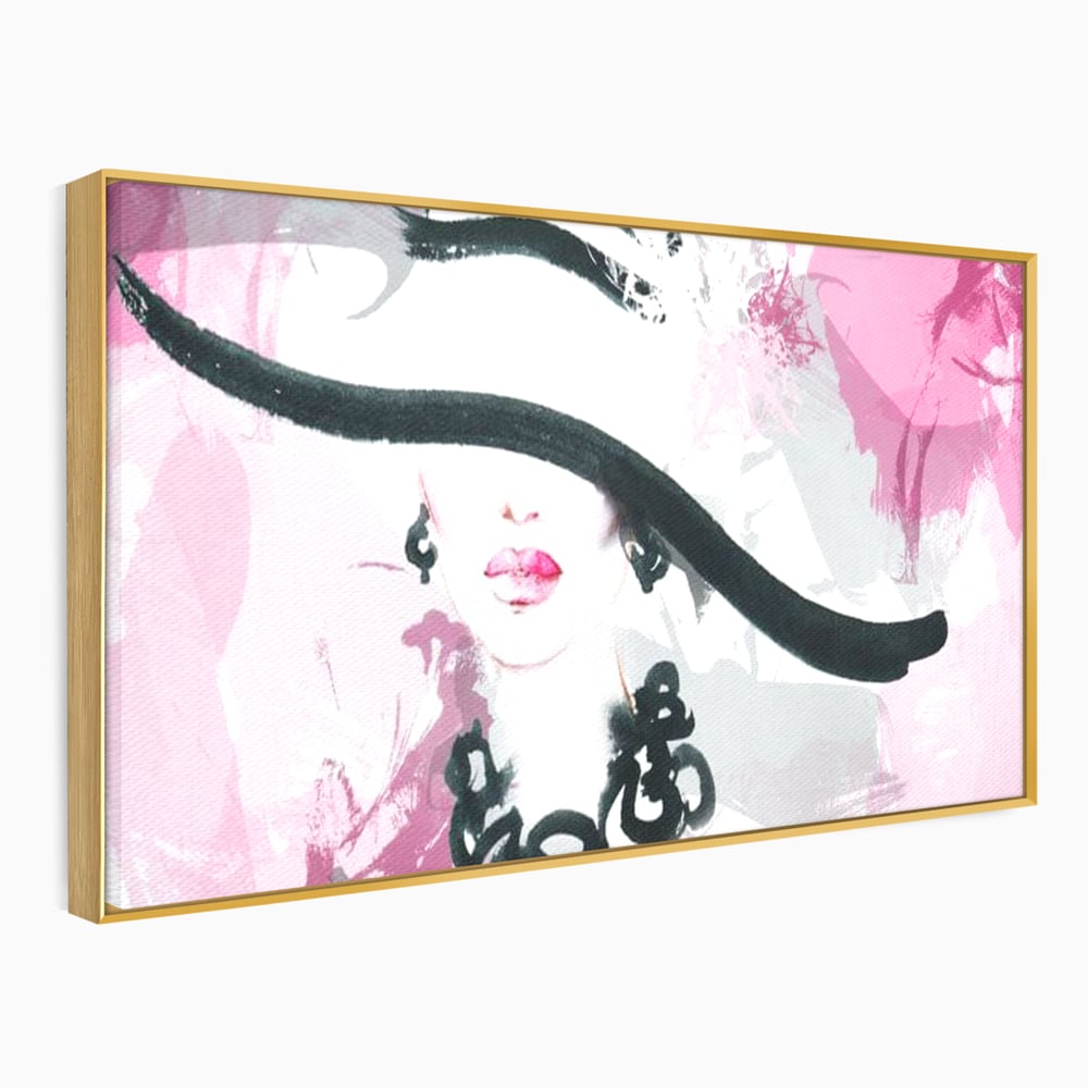 Tablou Canvas Premium, LuxCanva® G1083, Chic si Elegant, Palarie, Accesoriu, Colier, Roz, Sofisticata, Stil, Fashion, Lady, Bijuterie, Living, Dormitor