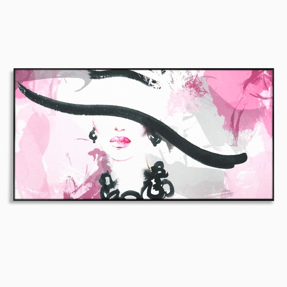 Tablou Canvas Premium, LuxCanva® G1083, Chic si Elegant, Palarie, Accesoriu, Colier, Roz, Sofisticata, Stil, Fashion, Lady, Bijuterie, Living, Dormitor