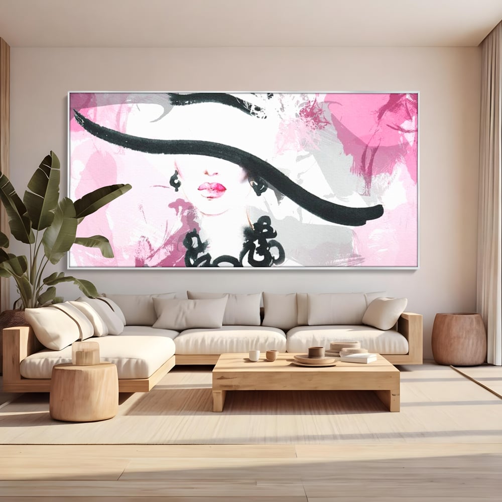 Tablou Canvas Premium, LuxCanva® G1083, Chic si Elegant, Palarie, Accesoriu, Colier, Roz, Sofisticata, Stil, Fashion, Lady, Bijuterie, Living, Dormitor