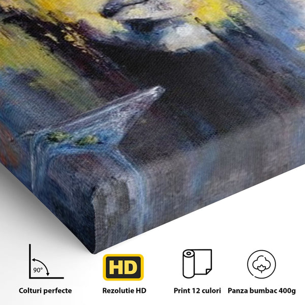 Leinwand Premium Canvas Wandkunst, LuxCanva® G1084, Frau mit Martini, Getränk, Glas, Restaurant, Cocktail, rätselhaft, abstrakt, Party, Wohnen, Schlafzimmer