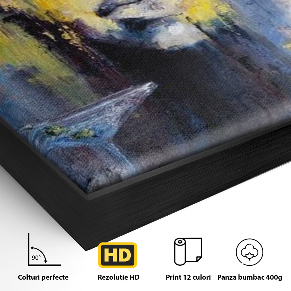 Leinwand Premium Canvas Wandkunst, LuxCanva® G1084, Frau mit Martini, Getränk, Glas, Restaurant, Cocktail, rätselhaft, abstrakt, Party, Wohnen, Schlafzimmer