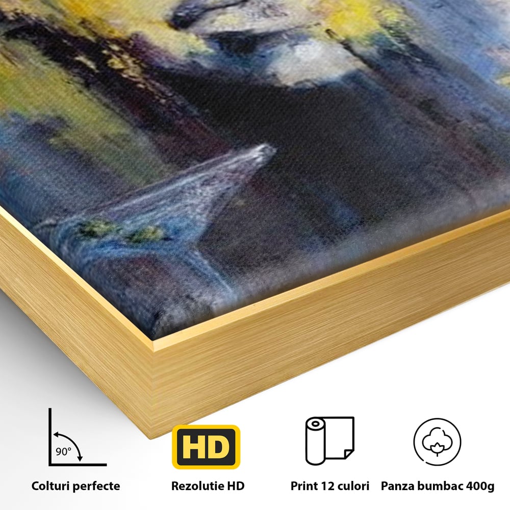 Leinwand Premium Canvas Wandkunst, LuxCanva® G1084, Frau mit Martini, Getränk, Glas, Restaurant, Cocktail, rätselhaft, abstrakt, Party, Wohnen, Schlafzimmer