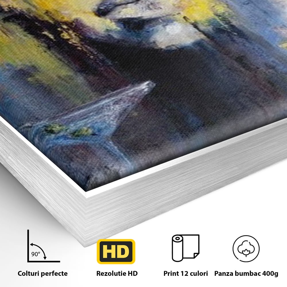 Leinwand Premium Canvas Wandkunst, LuxCanva® G1084, Frau mit Martini, Getränk, Glas, Restaurant, Cocktail, rätselhaft, abstrakt, Party, Wohnen, Schlafzimmer
