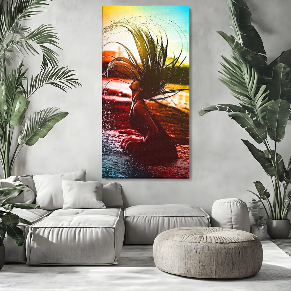 Tablou Canvas Premium, LuxCanva® G1085, O Vara Neon, Apa, Lumina, Plaja, Apus, Natura, Vibe, Spirit, Salbatic, Libertate, Vacanta, Living, Dormitor