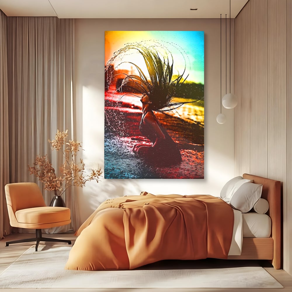 Tablou Canvas Premium, LuxCanva® G1085, O Vara Neon, Apa, Lumina, Plaja, Apus, Natura, Vibe, Spirit, Salbatic, Libertate, Vacanta, Living, Dormitor