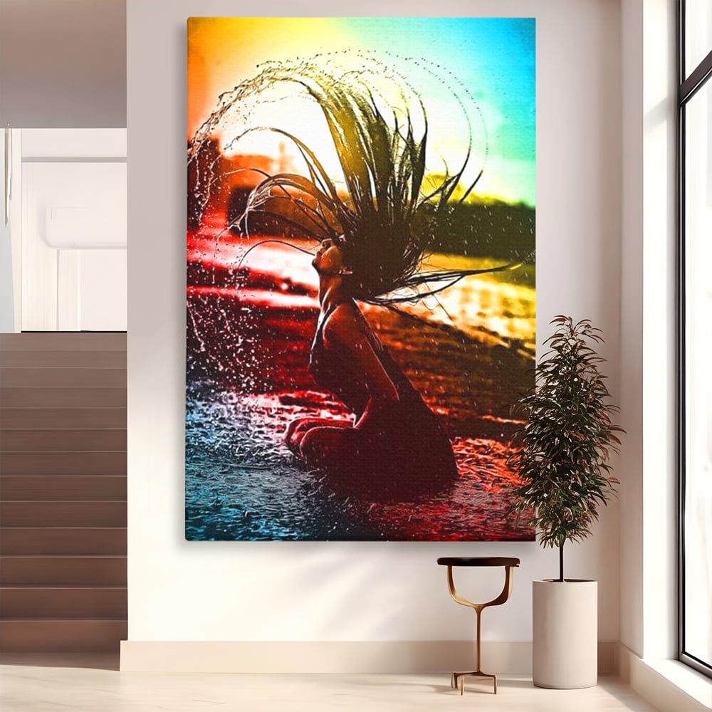 Tablou Canvas Premium, LuxCanva® G1085, O Vara Neon, Apa, Lumina, Plaja, Apus, Natura, Vibe, Spirit, Salbatic, Libertate, Vacanta, Living, Dormitor