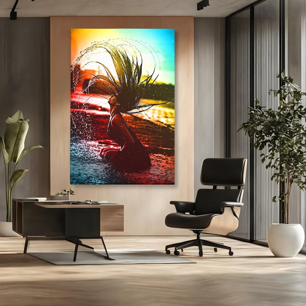 Tablou Canvas Premium, LuxCanva® G1085, O Vara Neon, Apa, Lumina, Plaja, Apus, Natura, Vibe, Spirit, Salbatic, Libertate, Vacanta, Living, Dormitor