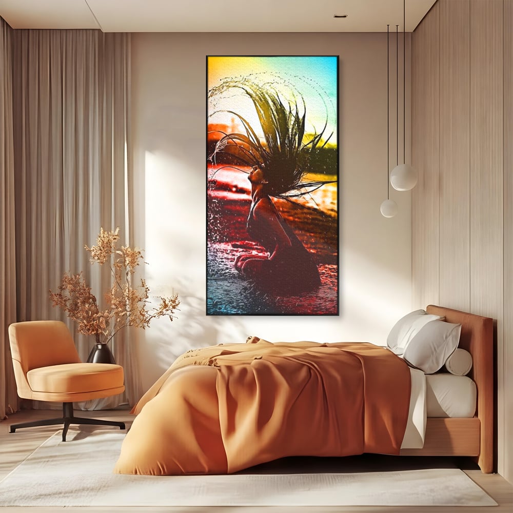 Tablou Canvas Premium, LuxCanva® G1085, O Vara Neon, Apa, Lumina, Plaja, Apus, Natura, Vibe, Spirit, Salbatic, Libertate, Vacanta, Living, Dormitor
