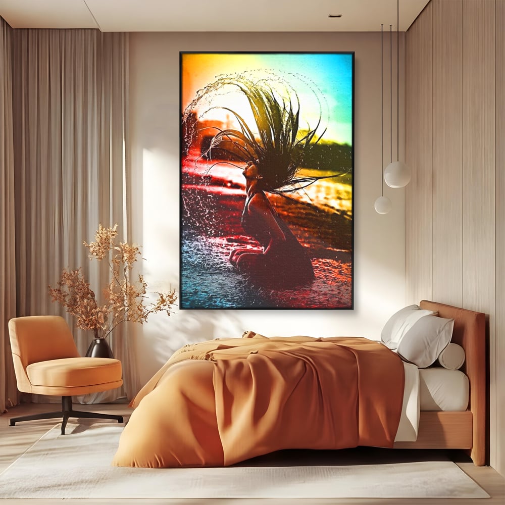 Tablou Canvas Premium, LuxCanva® G1085, O Vara Neon, Apa, Lumina, Plaja, Apus, Natura, Vibe, Spirit, Salbatic, Libertate, Vacanta, Living, Dormitor