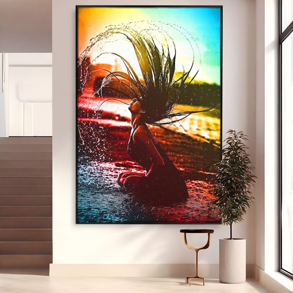 Tablou Canvas Premium, LuxCanva® G1085, O Vara Neon, Apa, Lumina, Plaja, Apus, Natura, Vibe, Spirit, Salbatic, Libertate, Vacanta, Living, Dormitor