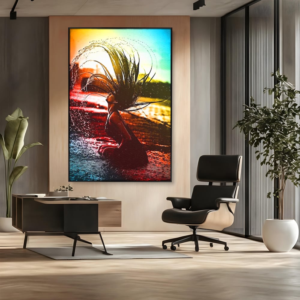 Tablou Canvas Premium, LuxCanva® G1085, O Vara Neon, Apa, Lumina, Plaja, Apus, Natura, Vibe, Spirit, Salbatic, Libertate, Vacanta, Living, Dormitor