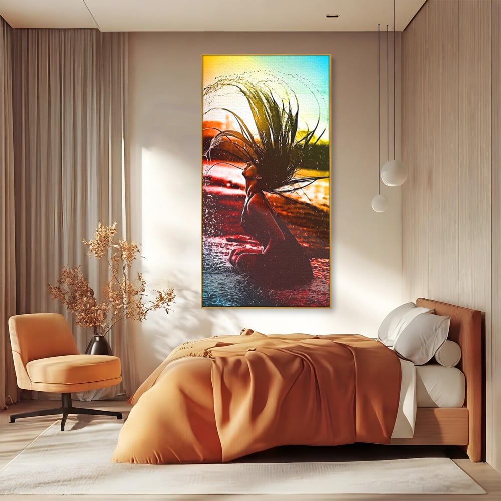 Tablou Canvas Premium, LuxCanva® G1085, O Vara Neon, Apa, Lumina, Plaja, Apus, Natura, Vibe, Spirit, Salbatic, Libertate, Vacanta, Living, Dormitor