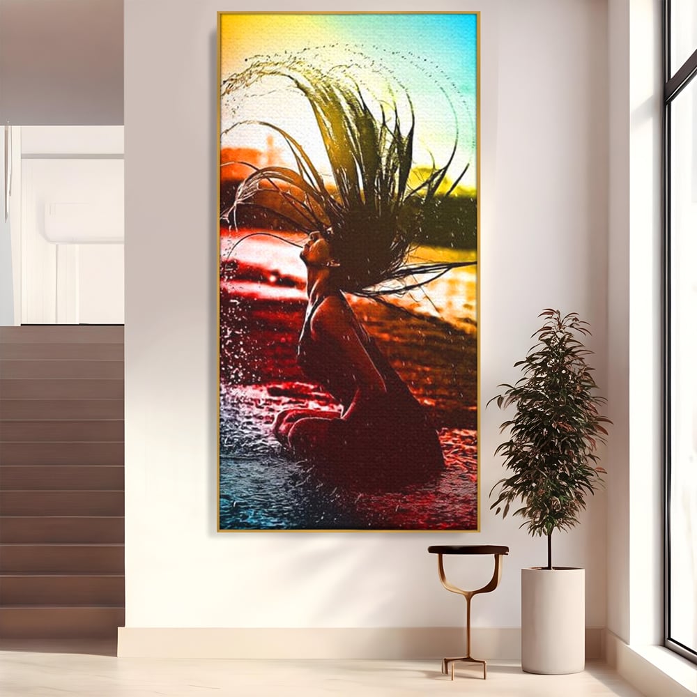 Tablou Canvas Premium, LuxCanva® G1085, O Vara Neon, Apa, Lumina, Plaja, Apus, Natura, Vibe, Spirit, Salbatic, Libertate, Vacanta, Living, Dormitor