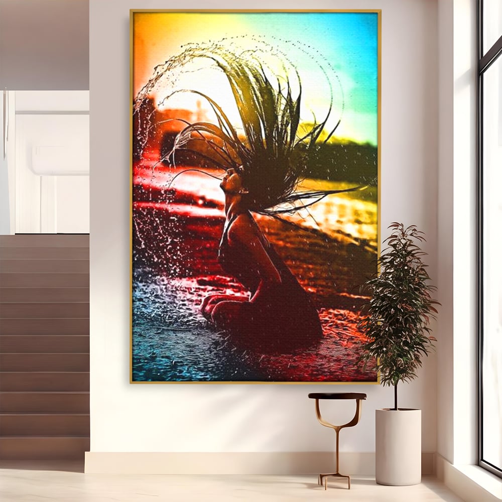 Tablou Canvas Premium, LuxCanva® G1085, O Vara Neon, Apa, Lumina, Plaja, Apus, Natura, Vibe, Spirit, Salbatic, Libertate, Vacanta, Living, Dormitor