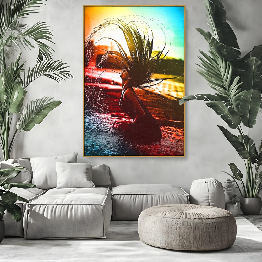 Tablou Canvas Premium, LuxCanva® G1085, O Vara Neon, Apa, Lumina, Plaja, Apus, Natura, Vibe, Spirit, Salbatic, Libertate, Vacanta, Living, Dormitor