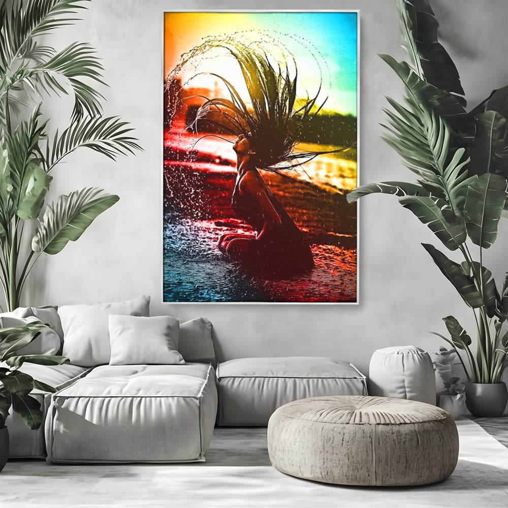 Tablou Canvas Premium, LuxCanva® G1085, O Vara Neon, Apa, Lumina, Plaja, Apus, Natura, Vibe, Spirit, Salbatic, Libertate, Vacanta, Living, Dormitor