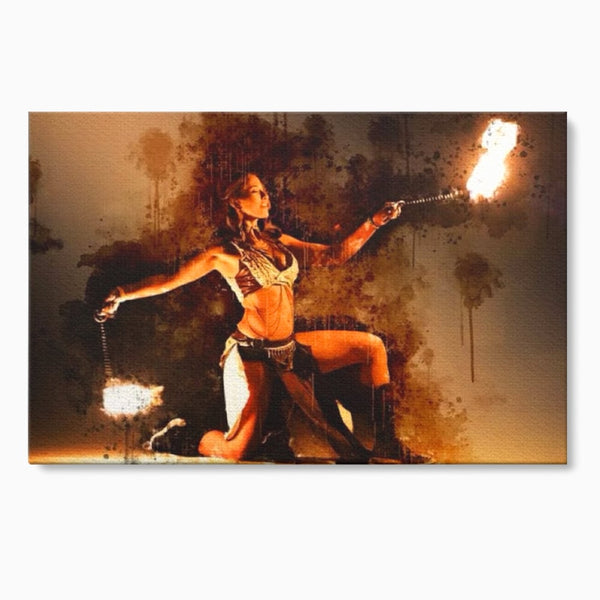 Leinwand Wandkunst Canvas Premium, LuxCanva® G1086, Feuertanz, Kraft, Brandstiftung, Spektakel, Künstler, Show, Zirkus, Kunst, Flammen, Atmosphäre, Wohnen, Schlafzimmer