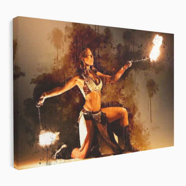 Leinwand Wandkunst Canvas Premium, LuxCanva® G1086, Feuertanz, Kraft, Brandstiftung, Spektakel, Künstler, Show, Zirkus, Kunst, Flammen, Atmosphäre, Wohnen, Schlafzimmer