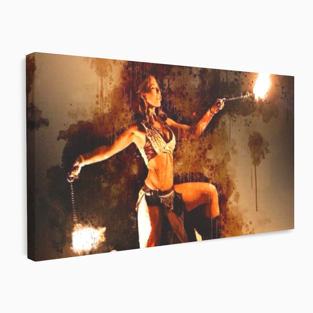 Leinwand Wandkunst Canvas Premium, LuxCanva® G1086, Feuertanz, Kraft, Brandstiftung, Spektakel, Künstler, Show, Zirkus, Kunst, Flammen, Atmosphäre, Wohnen, Schlafzimmer