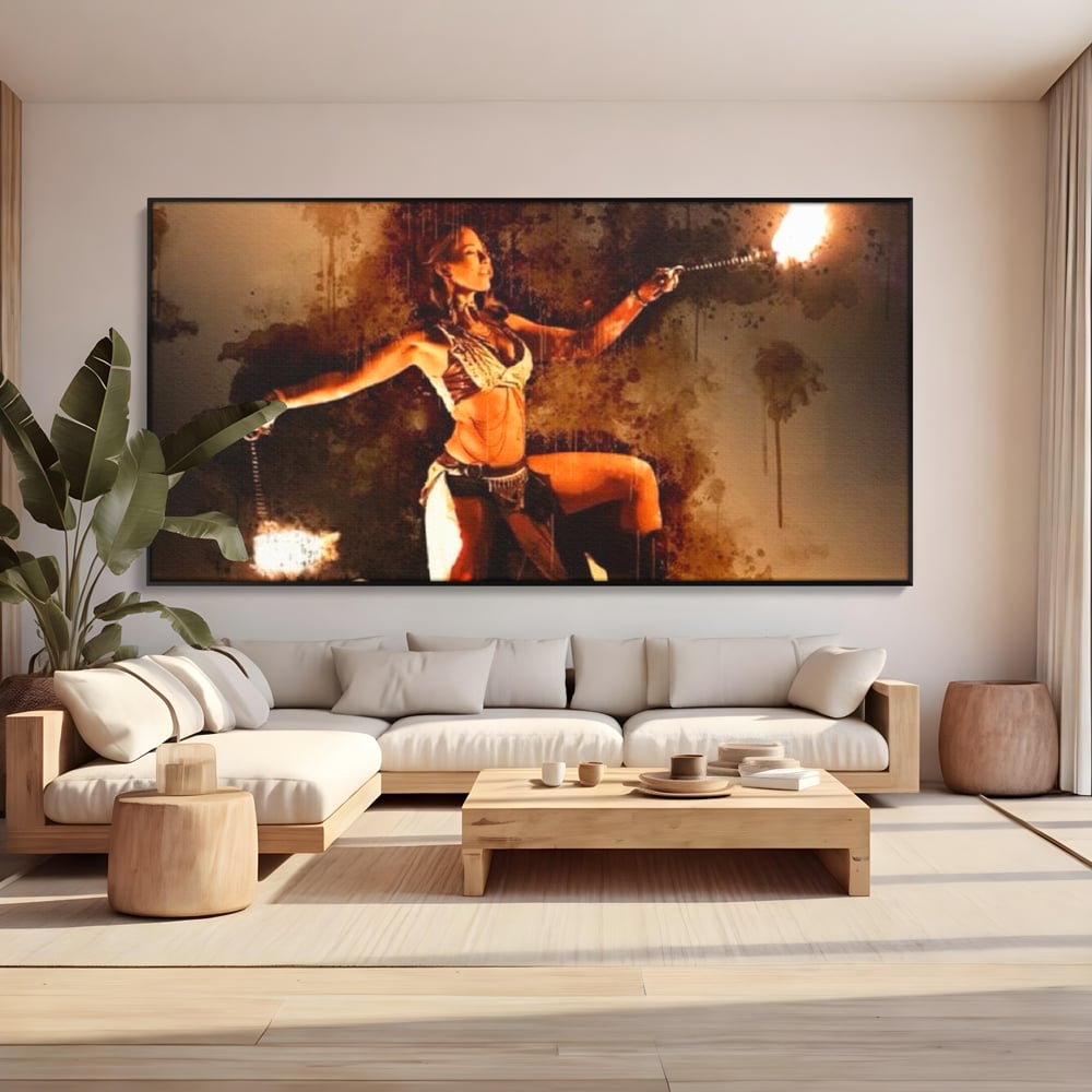 Leinwand Wandkunst Canvas Premium, LuxCanva® G1086, Feuertanz, Kraft, Brandstiftung, Spektakel, Künstler, Show, Zirkus, Kunst, Flammen, Atmosphäre, Wohnen, Schlafzimmer
