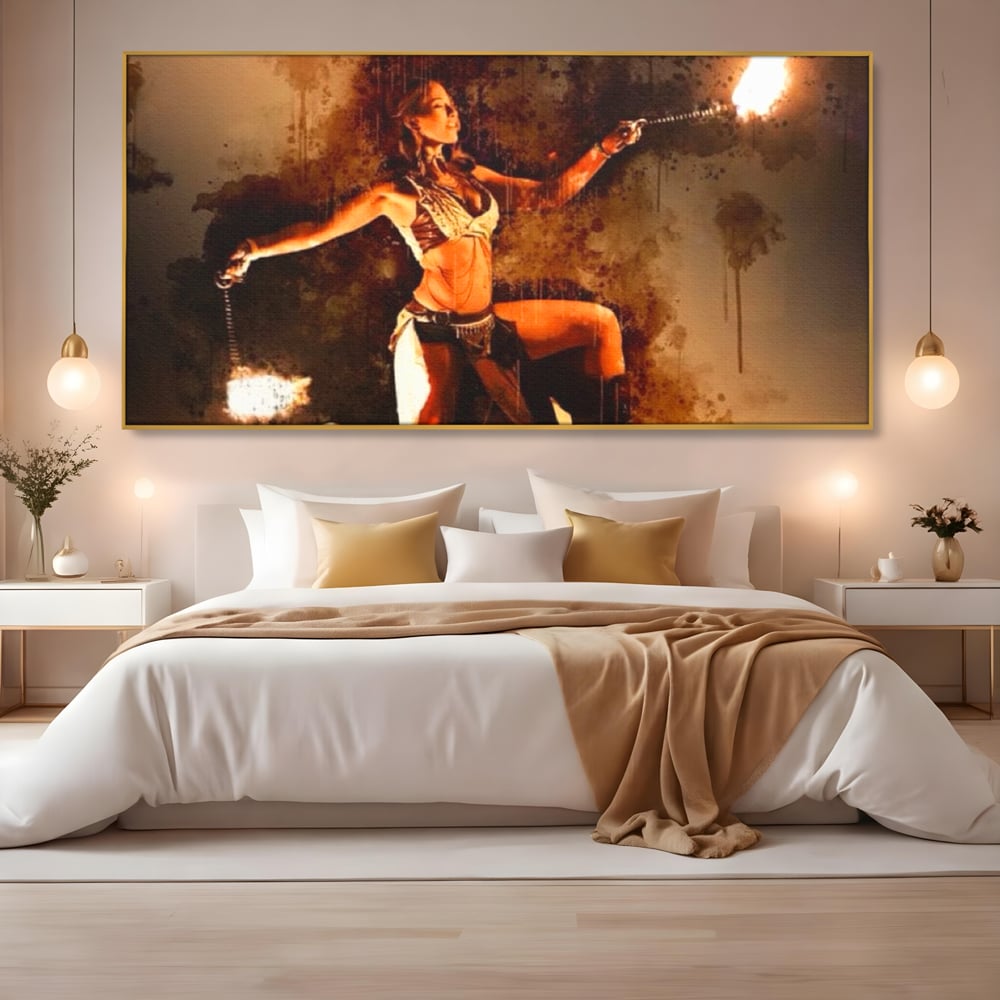 Leinwand Wandkunst Canvas Premium, LuxCanva® G1086, Feuertanz, Kraft, Brandstiftung, Spektakel, Künstler, Show, Zirkus, Kunst, Flammen, Atmosphäre, Wohnen, Schlafzimmer