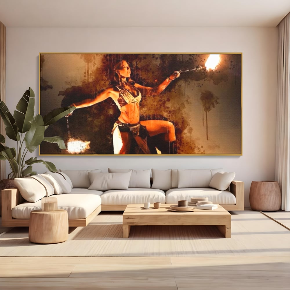 Leinwand Wandkunst Canvas Premium, LuxCanva® G1086, Feuertanz, Kraft, Brandstiftung, Spektakel, Künstler, Show, Zirkus, Kunst, Flammen, Atmosphäre, Wohnen, Schlafzimmer