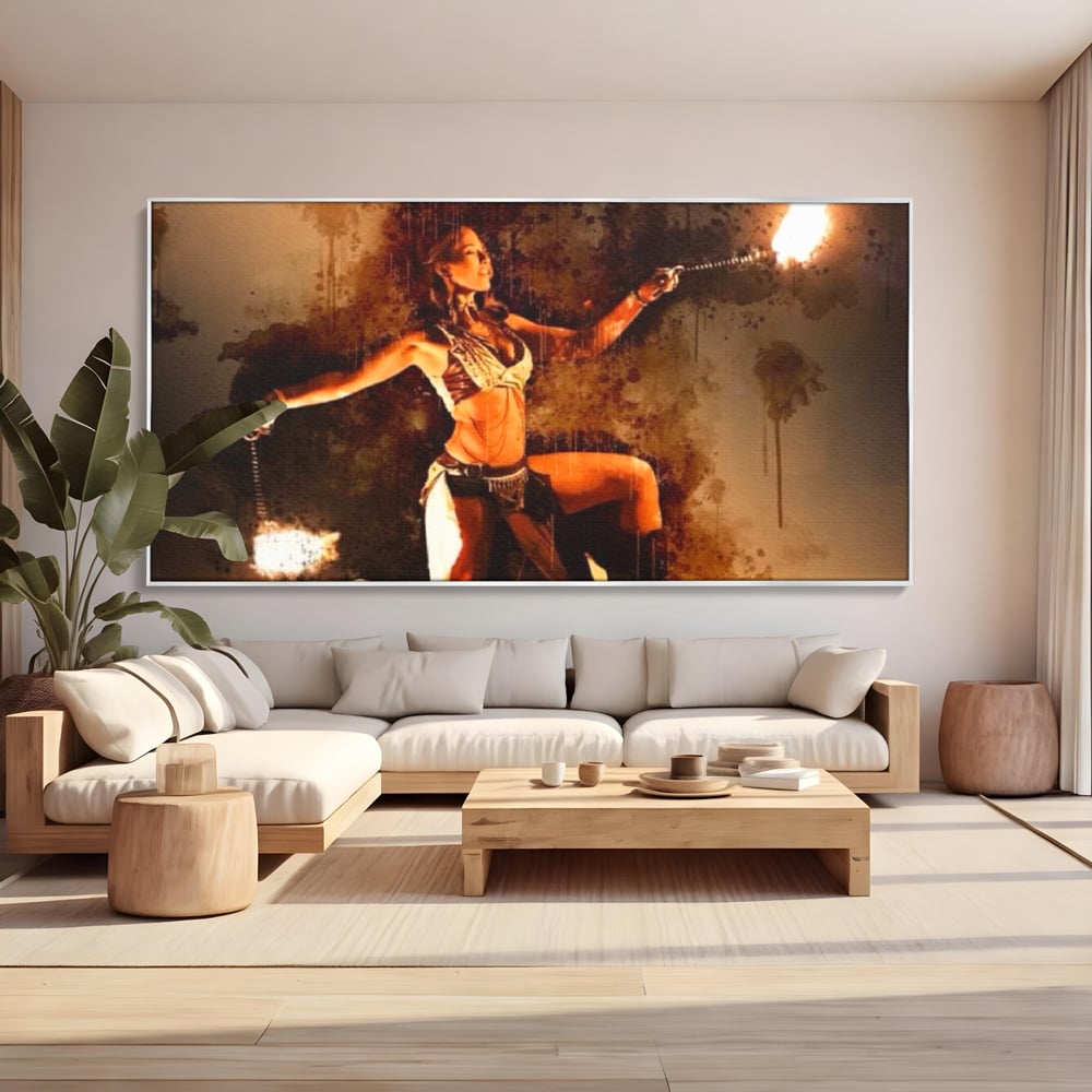 Leinwand Wandkunst Canvas Premium, LuxCanva® G1086, Feuertanz, Kraft, Brandstiftung, Spektakel, Künstler, Show, Zirkus, Kunst, Flammen, Atmosphäre, Wohnen, Schlafzimmer