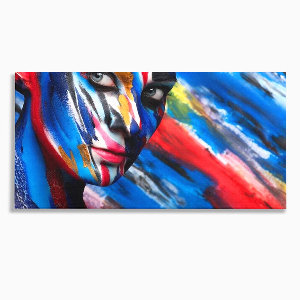 Leinwand Premium Canvas Wandkunst, LuxCanva® G1088, Frau Avatar, Regenbogen, Charisma, Augen, Grün, Augen, Grün, Blick, Gesicht, Schatten, Herr, Foto, Shooting, Wohnen, Schlafzimmer