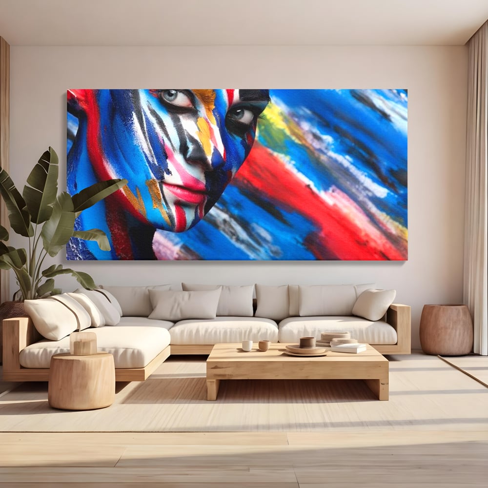 Leinwand Premium Canvas Wandkunst, LuxCanva® G1088, Frau Avatar, Regenbogen, Charisma, Augen, Grün, Augen, Grün, Blick, Gesicht, Schatten, Herr, Foto, Shooting, Wohnen, Schlafzimmer