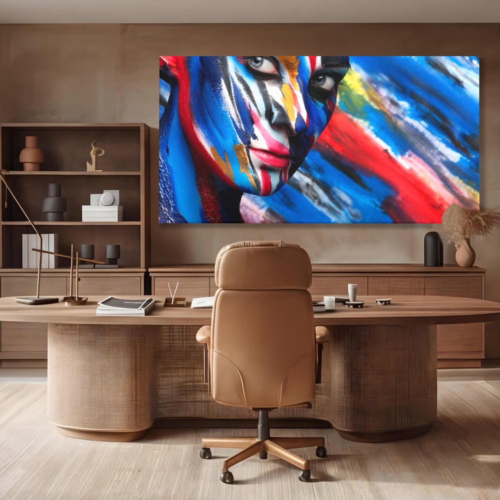 Leinwand Premium Canvas Wandkunst, LuxCanva® G1088, Frau Avatar, Regenbogen, Charisma, Augen, Grün, Augen, Grün, Blick, Gesicht, Schatten, Herr, Foto, Shooting, Wohnen, Schlafzimmer