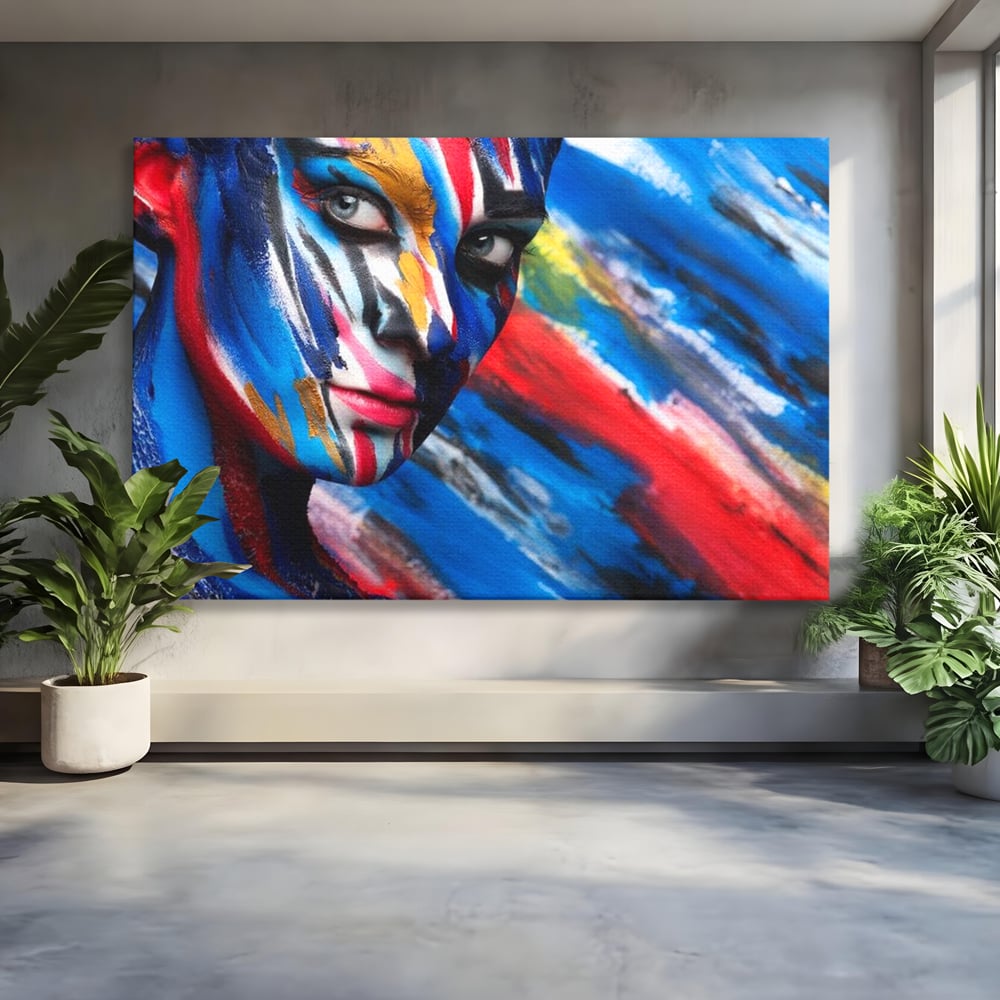 Leinwand Premium Canvas Wandkunst, LuxCanva® G1088, Frau Avatar, Regenbogen, Charisma, Augen, Grün, Augen, Grün, Blick, Gesicht, Schatten, Herr, Foto, Shooting, Wohnen, Schlafzimmer