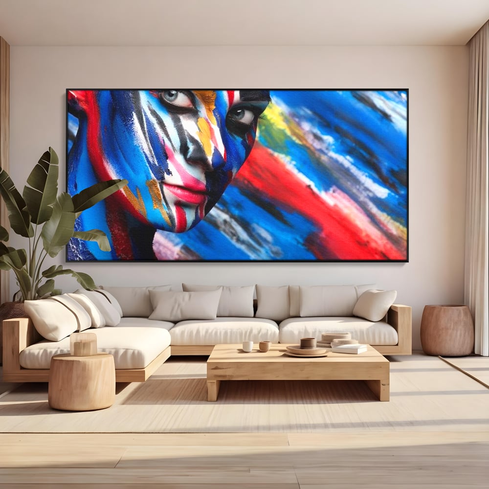 Leinwand Premium Canvas Wandkunst, LuxCanva® G1088, Frau Avatar, Regenbogen, Charisma, Augen, Grün, Augen, Grün, Blick, Gesicht, Schatten, Herr, Foto, Shooting, Wohnen, Schlafzimmer