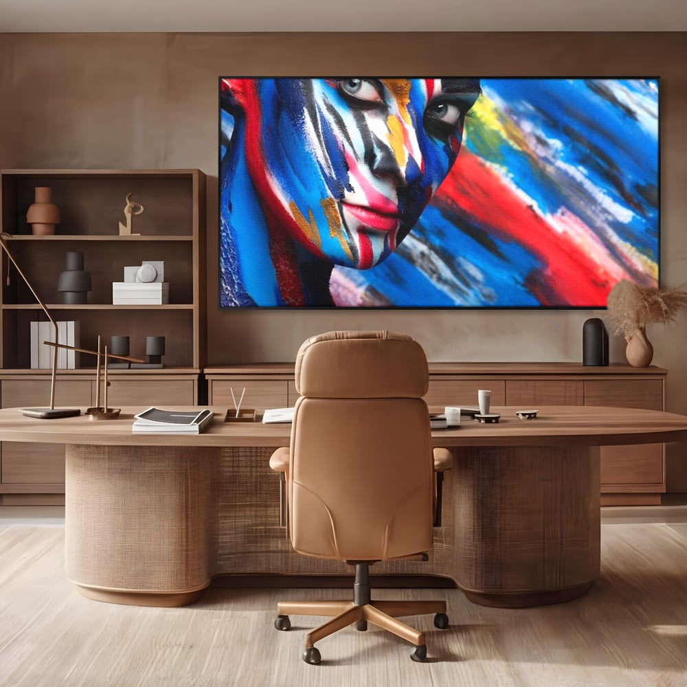 Leinwand Premium Canvas Wandkunst, LuxCanva® G1088, Frau Avatar, Regenbogen, Charisma, Augen, Grün, Augen, Grün, Blick, Gesicht, Schatten, Herr, Foto, Shooting, Wohnen, Schlafzimmer
