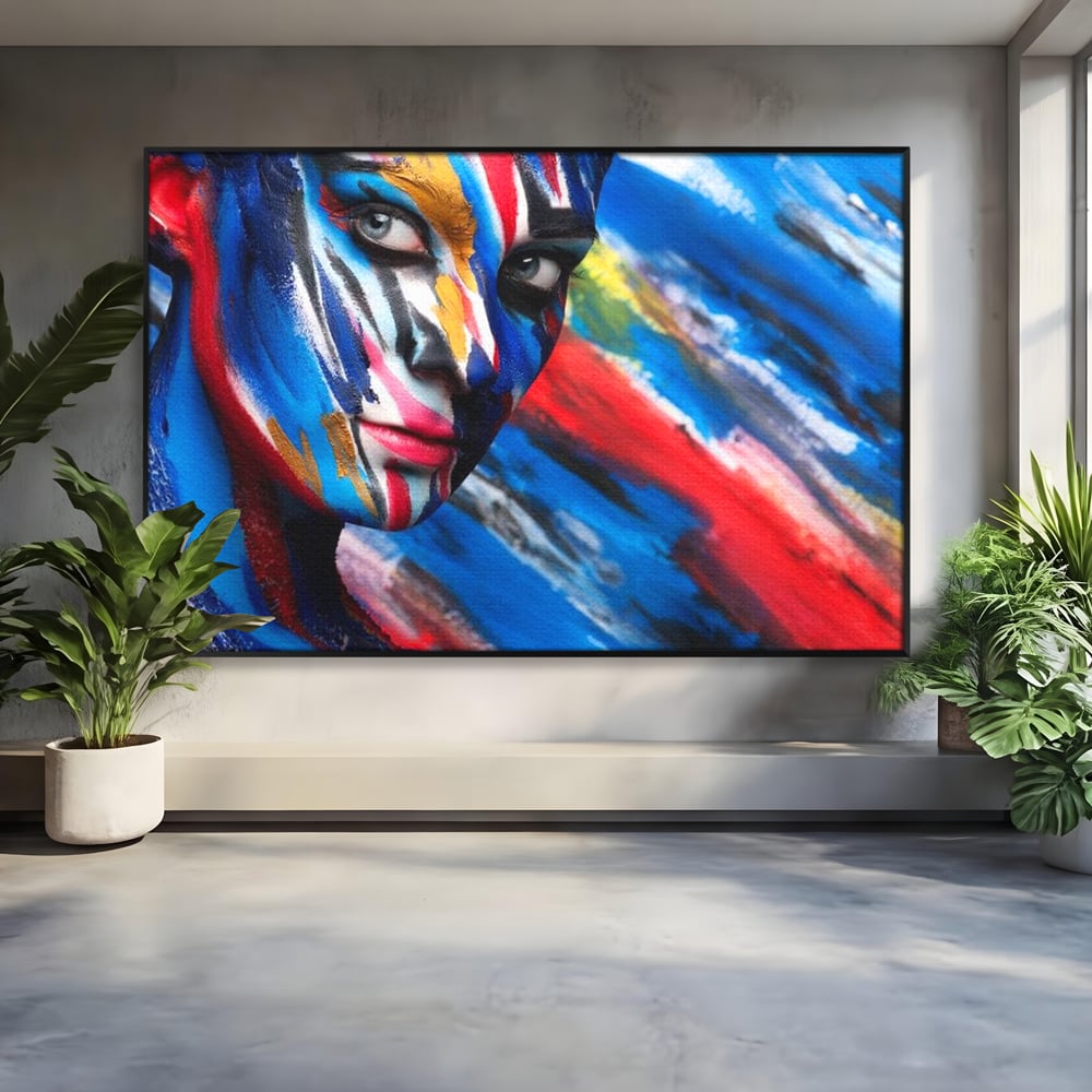 Leinwand Premium Canvas Wandkunst, LuxCanva® G1088, Frau Avatar, Regenbogen, Charisma, Augen, Grün, Augen, Grün, Blick, Gesicht, Schatten, Herr, Foto, Shooting, Wohnen, Schlafzimmer