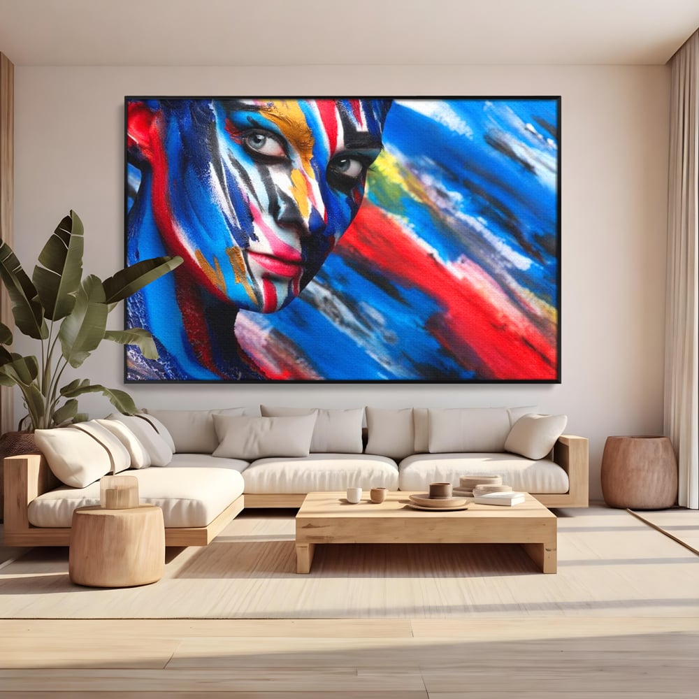 Leinwand Premium Canvas Wandkunst, LuxCanva® G1088, Frau Avatar, Regenbogen, Charisma, Augen, Grün, Augen, Grün, Blick, Gesicht, Schatten, Herr, Foto, Shooting, Wohnen, Schlafzimmer