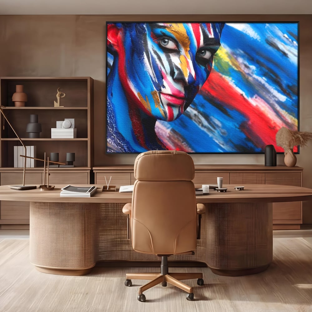 Leinwand Premium Canvas Wandkunst, LuxCanva® G1088, Frau Avatar, Regenbogen, Charisma, Augen, Grün, Augen, Grün, Blick, Gesicht, Schatten, Herr, Foto, Shooting, Wohnen, Schlafzimmer
