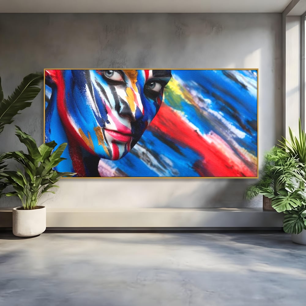 Leinwand Premium Canvas Wandkunst, LuxCanva® G1088, Frau Avatar, Regenbogen, Charisma, Augen, Grün, Augen, Grün, Blick, Gesicht, Schatten, Herr, Foto, Shooting, Wohnen, Schlafzimmer