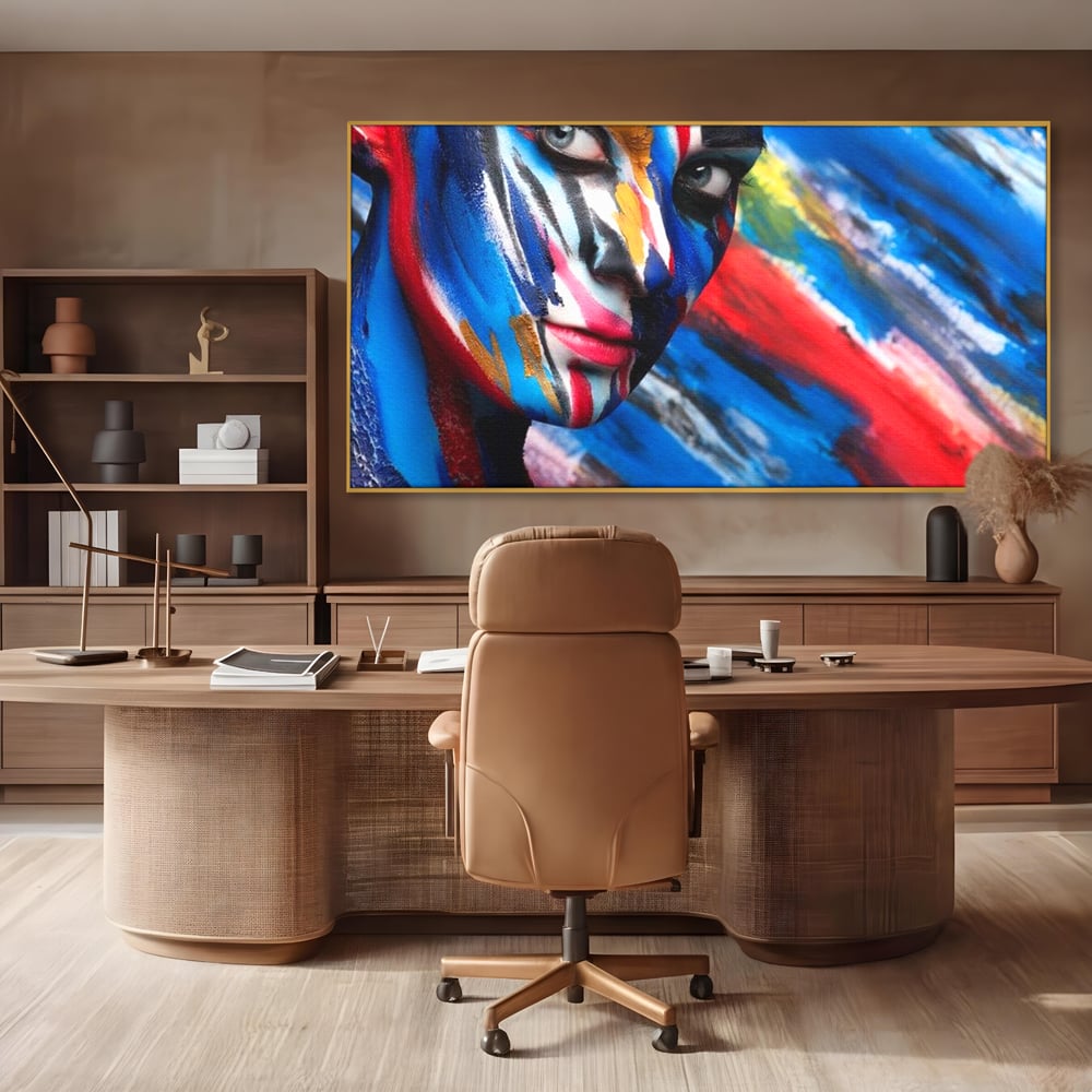 Leinwand Premium Canvas Wandkunst, LuxCanva® G1088, Frau Avatar, Regenbogen, Charisma, Augen, Grün, Augen, Grün, Blick, Gesicht, Schatten, Herr, Foto, Shooting, Wohnen, Schlafzimmer