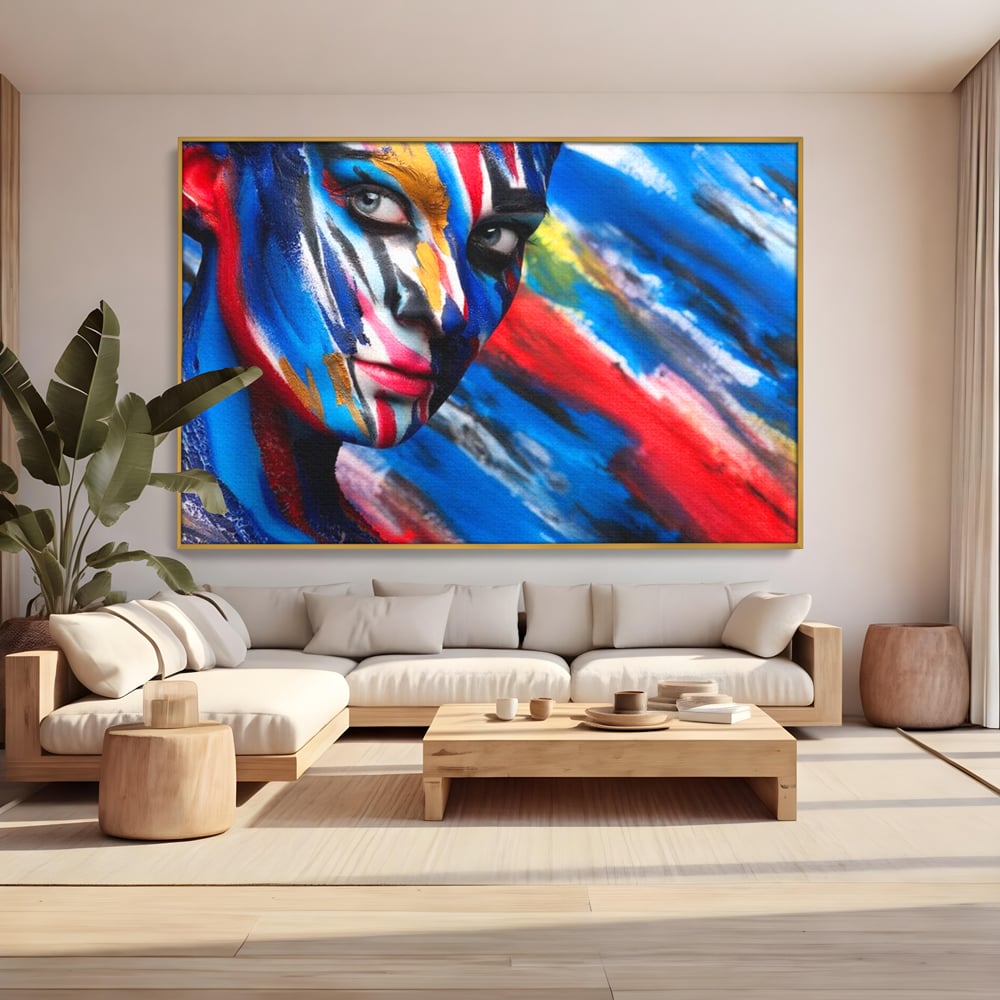 Leinwand Premium Canvas Wandkunst, LuxCanva® G1088, Frau Avatar, Regenbogen, Charisma, Augen, Grün, Augen, Grün, Blick, Gesicht, Schatten, Herr, Foto, Shooting, Wohnen, Schlafzimmer