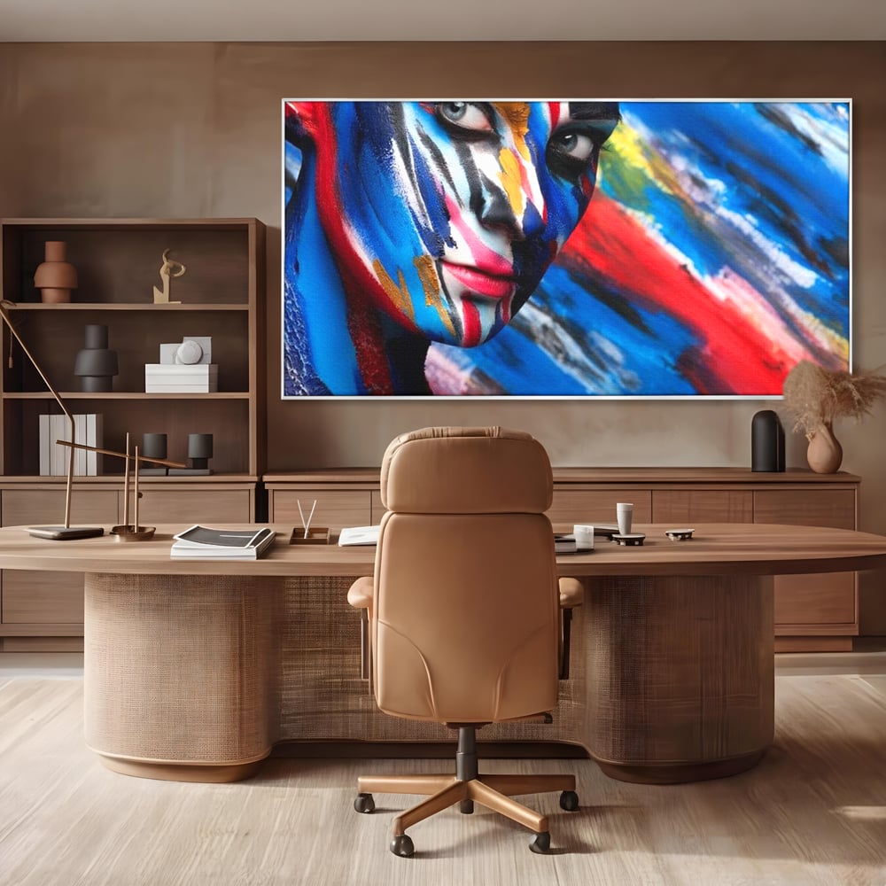 Leinwand Premium Canvas Wandkunst, LuxCanva® G1088, Frau Avatar, Regenbogen, Charisma, Augen, Grün, Augen, Grün, Blick, Gesicht, Schatten, Herr, Foto, Shooting, Wohnen, Schlafzimmer