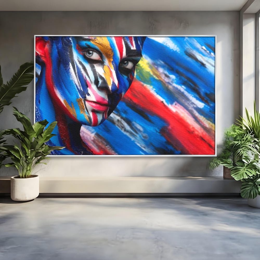 Leinwand Premium Canvas Wandkunst, LuxCanva® G1088, Frau Avatar, Regenbogen, Charisma, Augen, Grün, Augen, Grün, Blick, Gesicht, Schatten, Herr, Foto, Shooting, Wohnen, Schlafzimmer