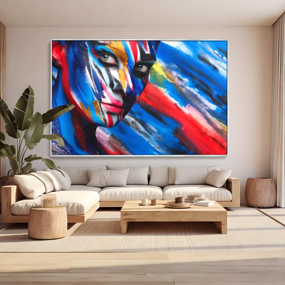 Leinwand Premium Canvas Wandkunst, LuxCanva® G1088, Frau Avatar, Regenbogen, Charisma, Augen, Grün, Augen, Grün, Blick, Gesicht, Schatten, Herr, Foto, Shooting, Wohnen, Schlafzimmer